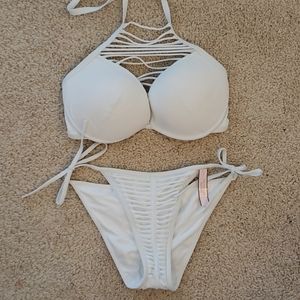 White two piece bathing suit